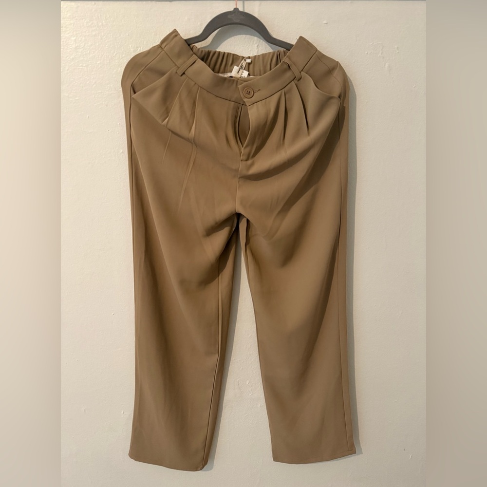 Stylish Tan Pleated Trousers